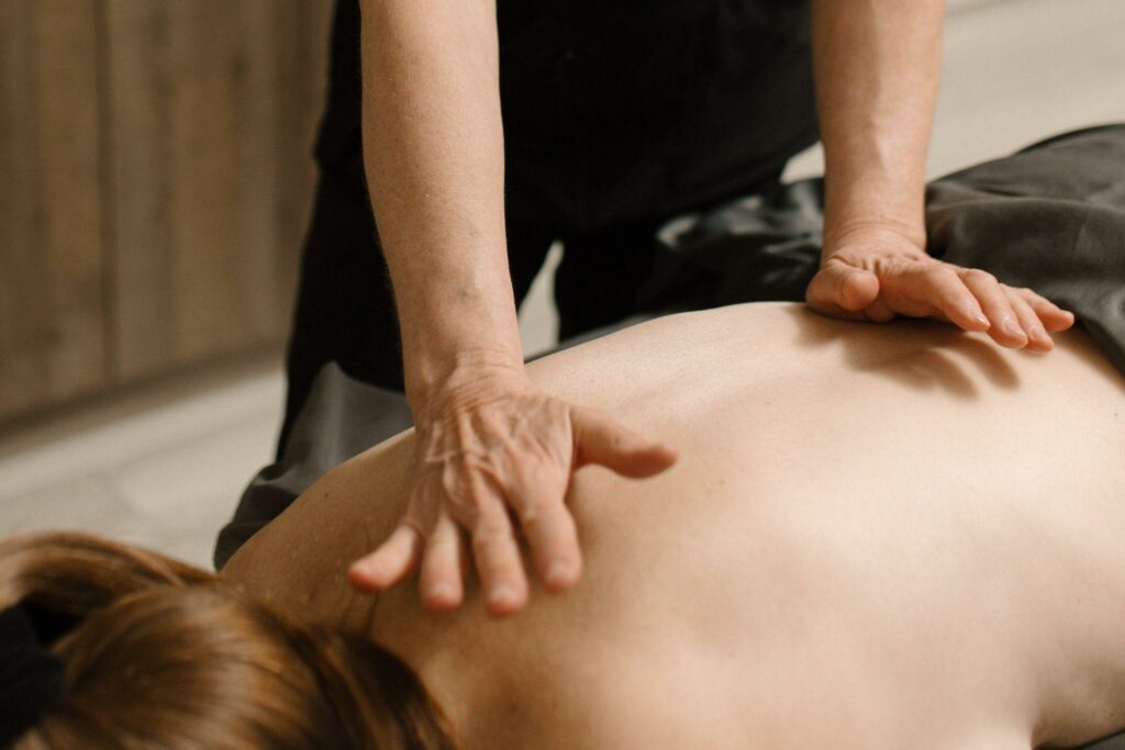 Massage therapist doing a massage